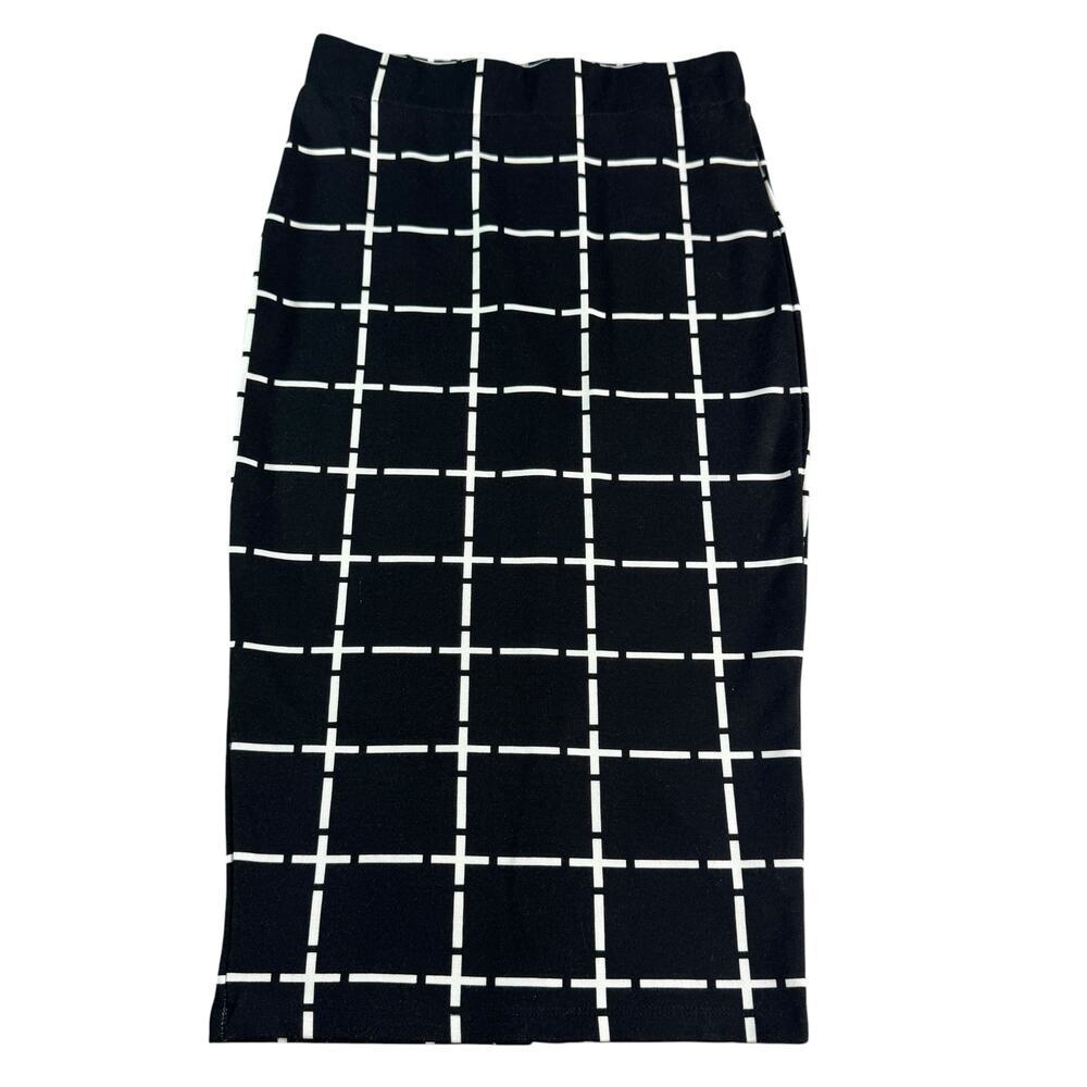 Gianni Bini Black White Grid Pencil Skirt Size Small Stretch Office Career